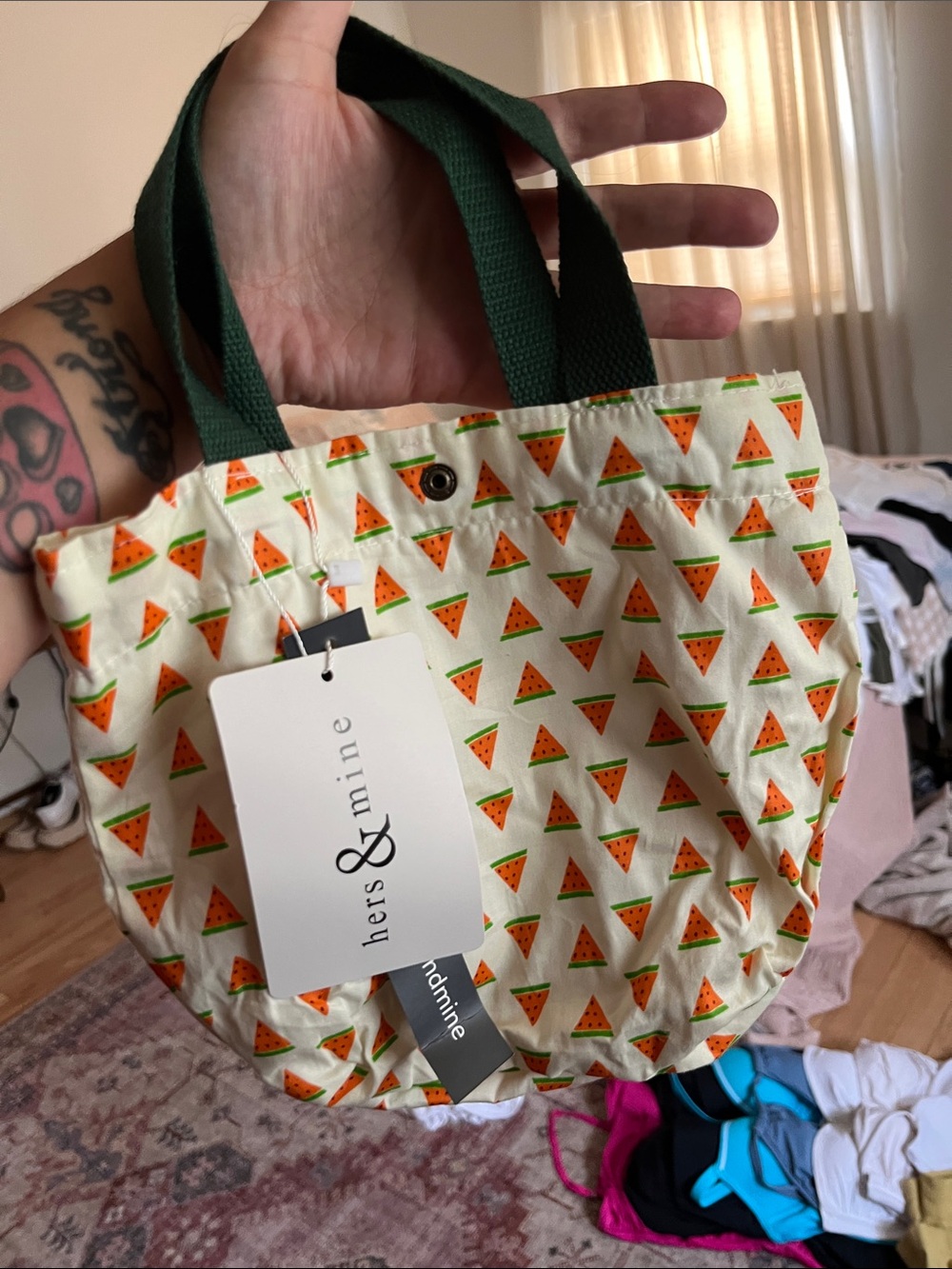 Hers and mine watermelon mini nylon tote